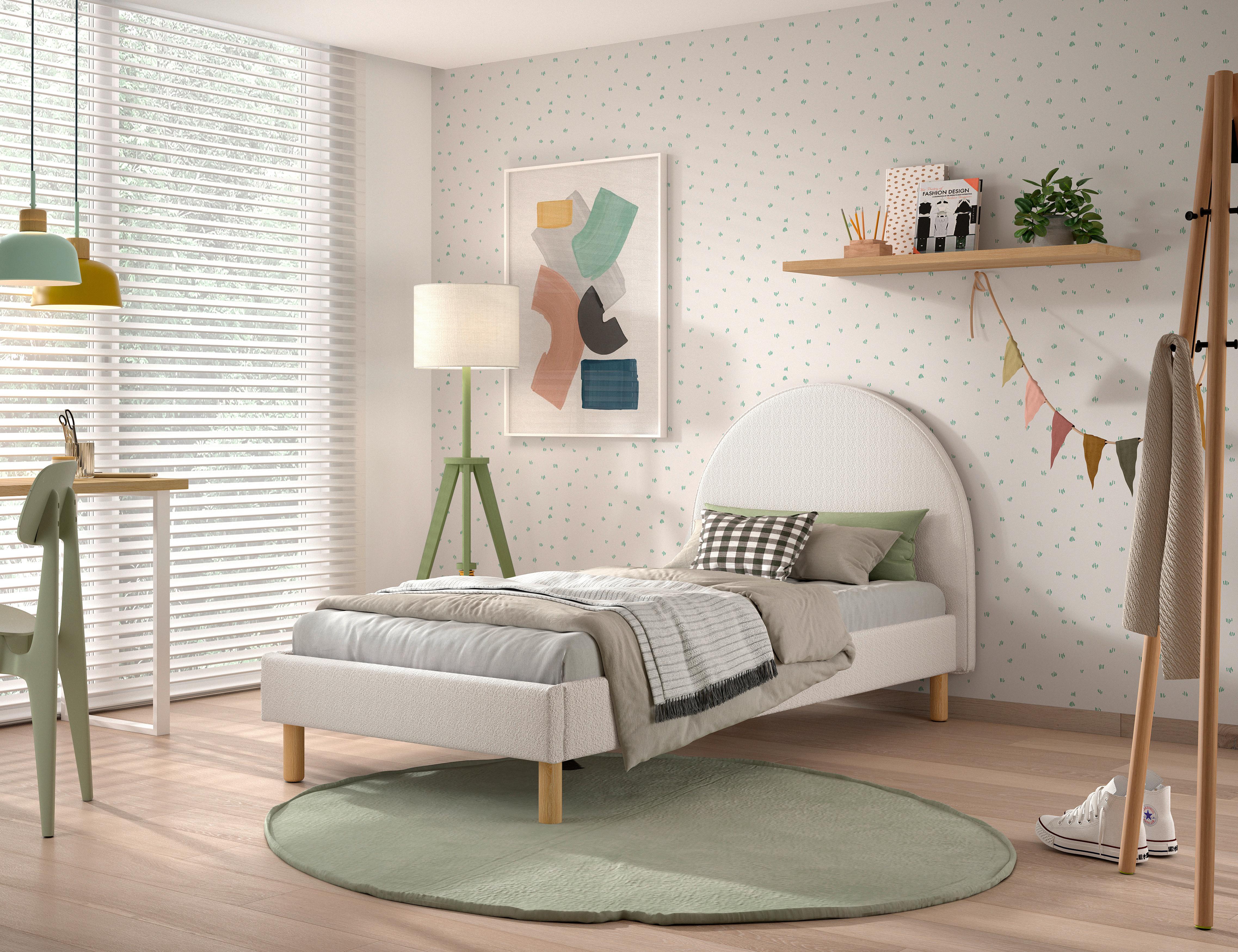 Kinder-/Juniorbett Moon ca. 90x200 cm Weiß - Naturfarben/Weiß, ROMANTIK / LANDHAUS, Holz/Textil (90/200cm) - Vipack