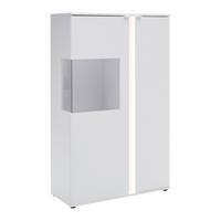 Highboard Delio Weiß - Silberfarben/Schwarz, MODERN, Glas/Holzwerkstoff (90/145/38cm) - Mömax