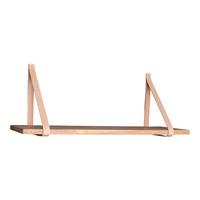Wandregal Forno Echtholz/Rinderleder - Hellbraun/Naturfarben, Basics, Leder/Holz (120/2/20cm) - MID.YOU