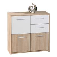 Kommode Eboli Weiß/Eiche - Weiß/Sonoma Eiche, Basics, Holzwerkstoff/Kunststoff (77/77/30cm) - MID.YOU