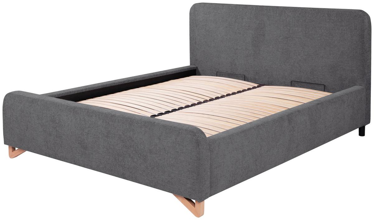 Oblazinjena Postelja Flamingo, Antracit, 180x200cm - svetlo rjava/črna, Moderno, kovina/umetna masa (180/200cm) - MID.YOU