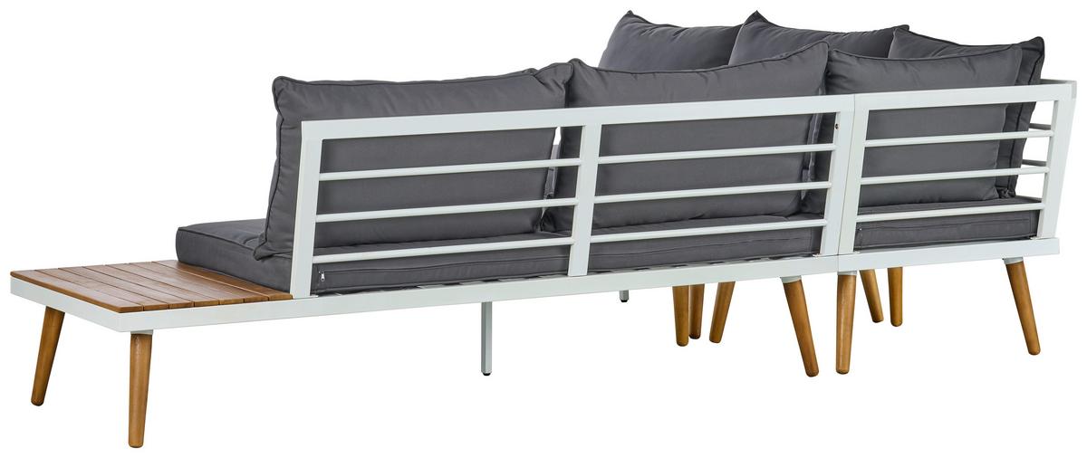 Lounge Garnitura Madeira, Bela, Siva, Les Akacije - temno siva/bela, Moderno, kovina/tekstil (90/30/70cm) - Beldano