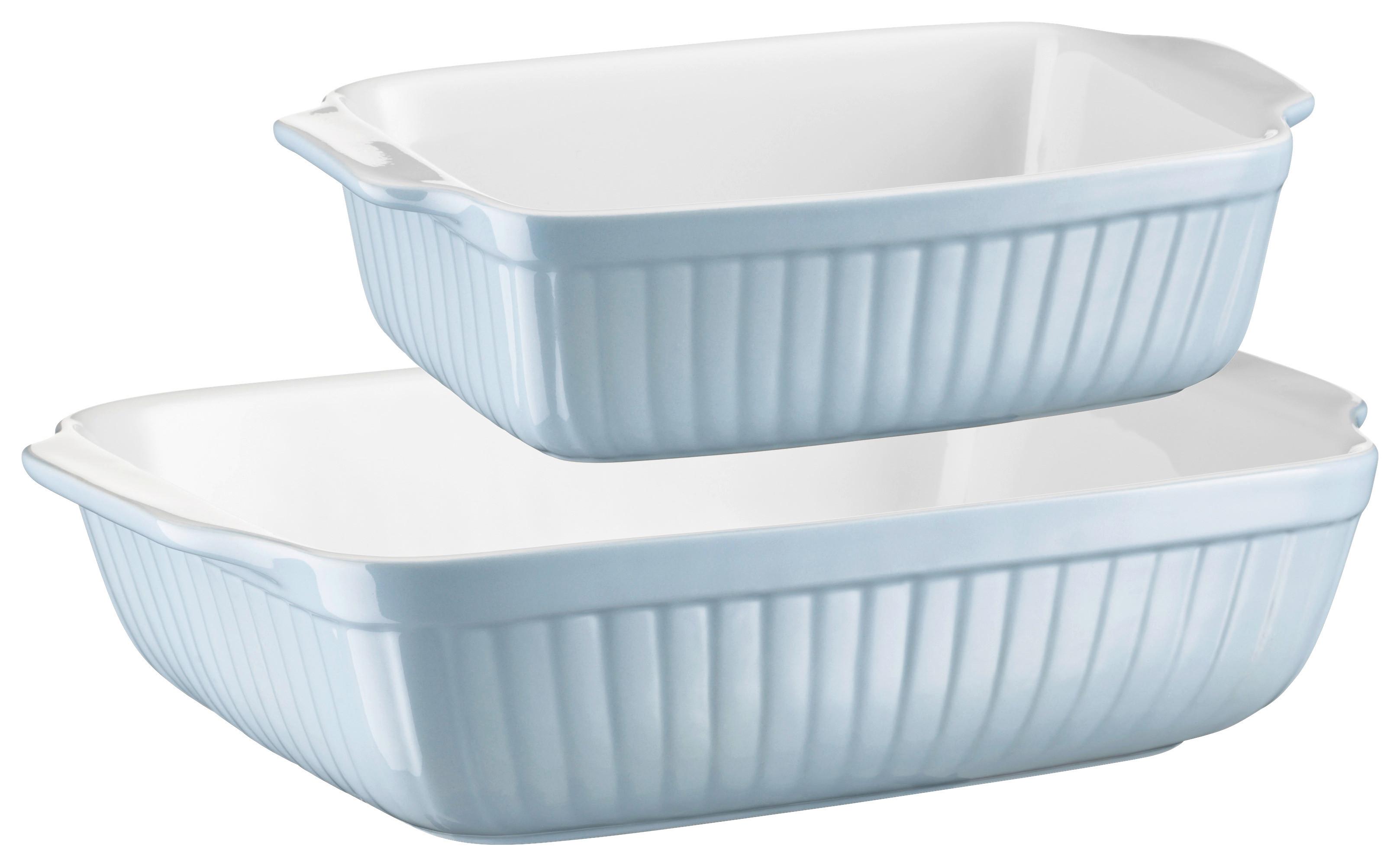 Auflaufformenset Kitchen Time aus Keramik, 2er-Set - Hellblau, Basics, Keramik (33/8/24cm) - Mäser