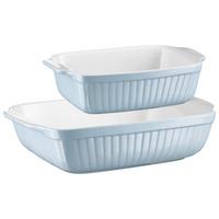 Auflaufformenset Kitchen Time aus Keramik, 2er-Set - Hellblau, Basics, Keramik (33/8/24cm) - Mäser