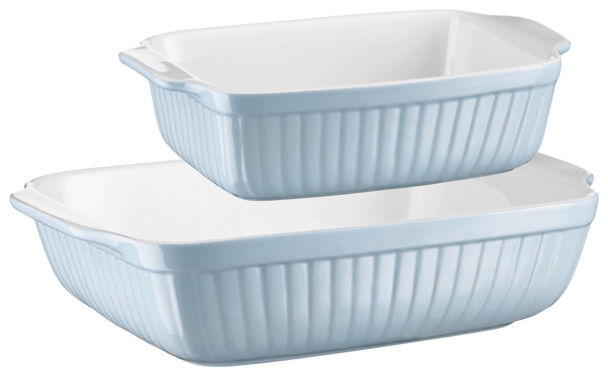 Auflaufformenset Kitchen Time aus Keramik, 2er-Set - Hellblau, Basics, Keramik (33/8/24cm) - Mäser