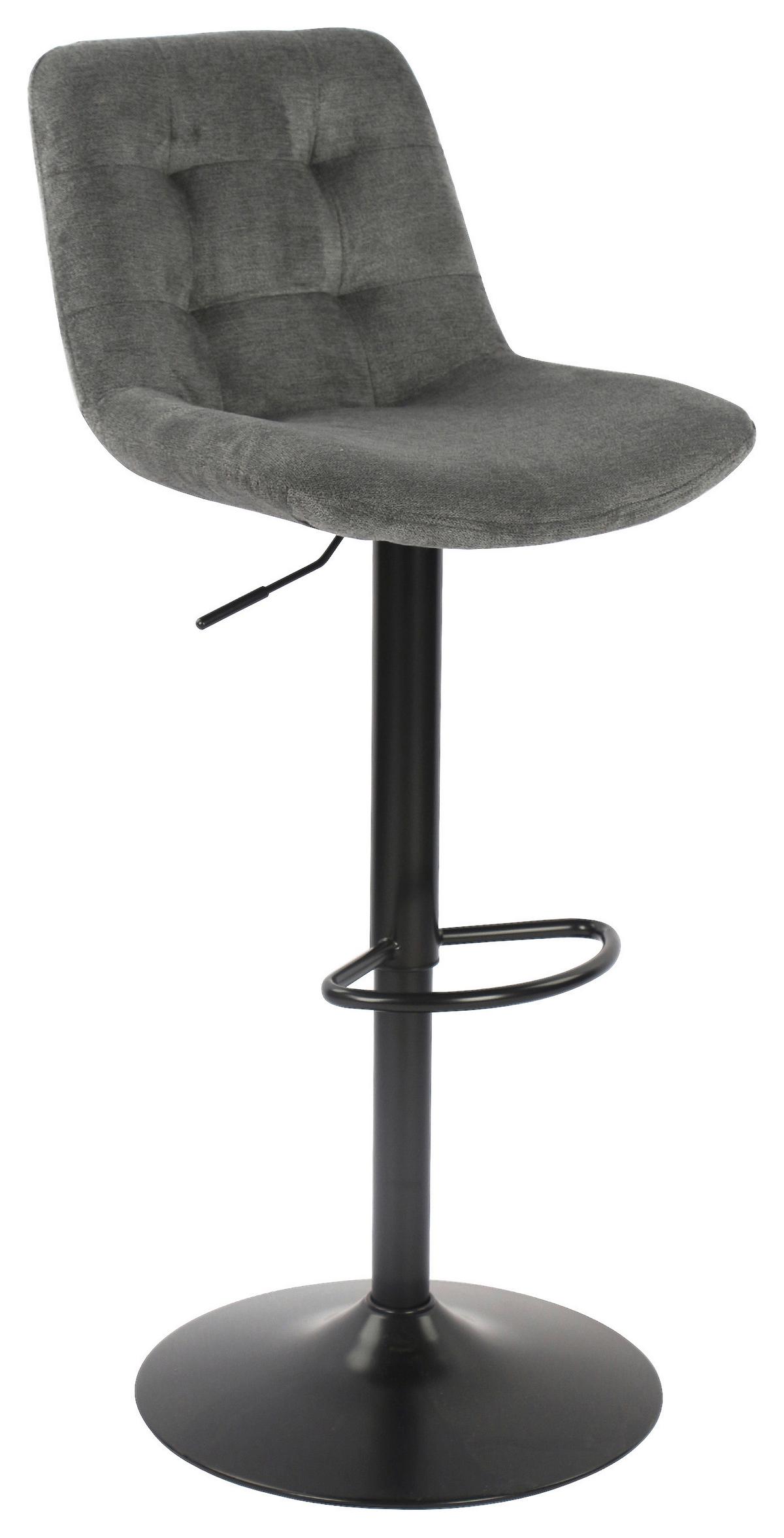 Barhocker Lars Anthrazit/Schwarz - Anthrazit/Schwarz, MODERN, Textil/Metall (47/89.5-111.5/52cm) - Mömax