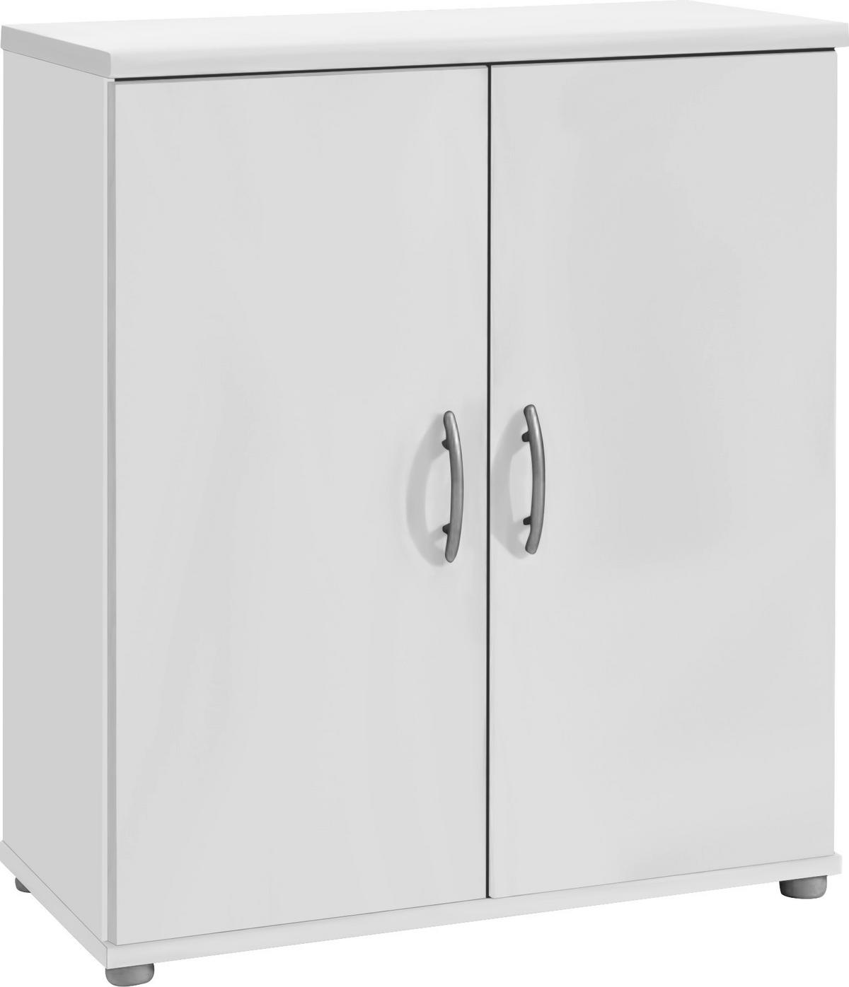 KOMODA LILLY - kolor srebrny/biały, Design, materiał drewnopochodny/tworzywo sztuczne (60/70/30cm) - Livetastic