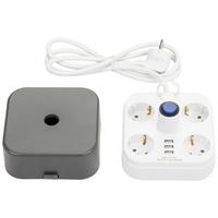 Priză multiplă Loi - alb/gri, Konventionell, plastic/metal (14/13,5/8,6cm) - Mömax