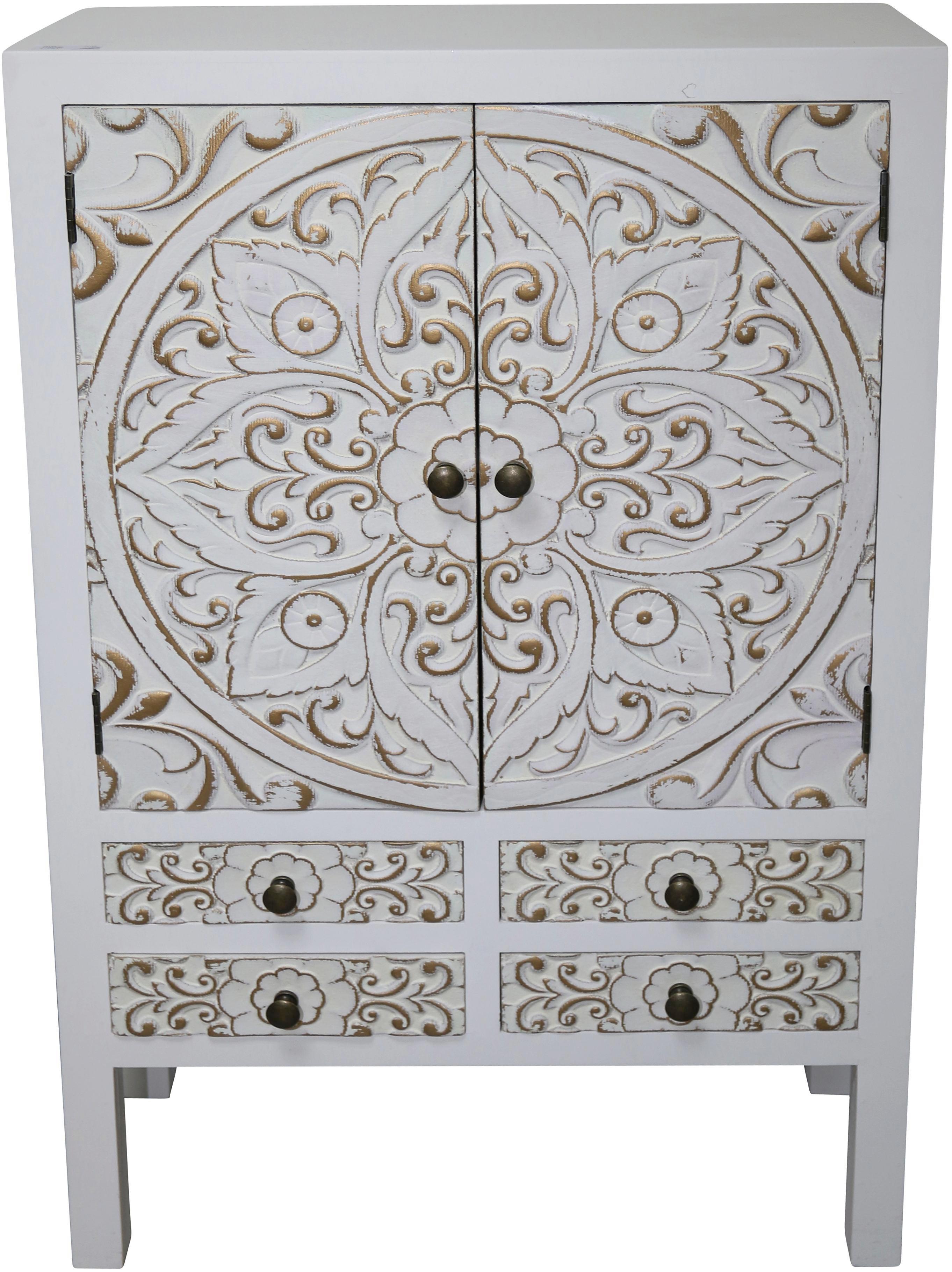 KOMMODE in Weiß/Goldfarben - Goldfarben/Weiß, Holz (63/100/26cm)