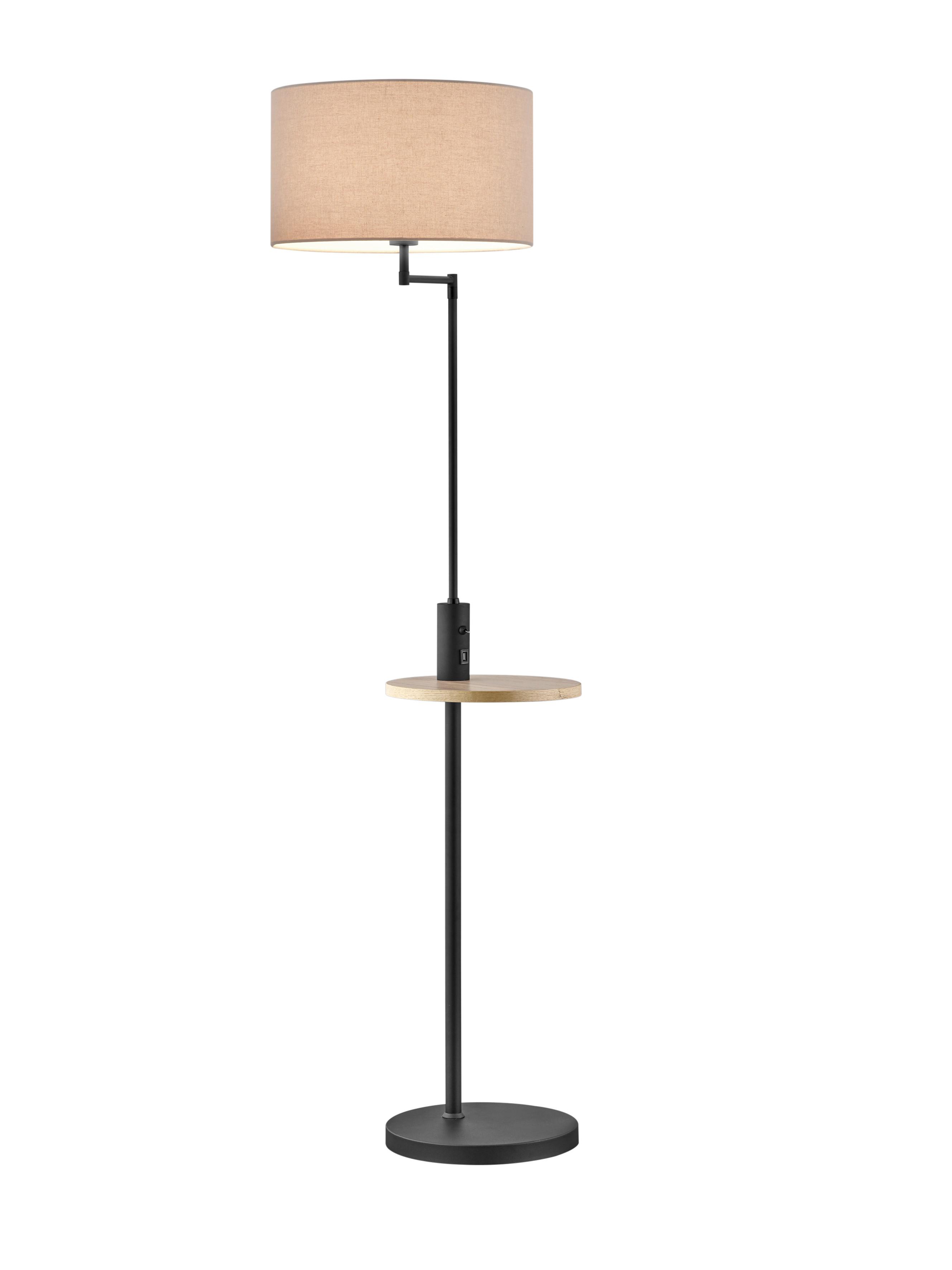 Stehleuchte Claas in Grau/Schwarz max. 60 Watt - Schwarz/Grau, LIFESTYLE, Textil/Metall (40/40/160cm) - Trio Leuchten