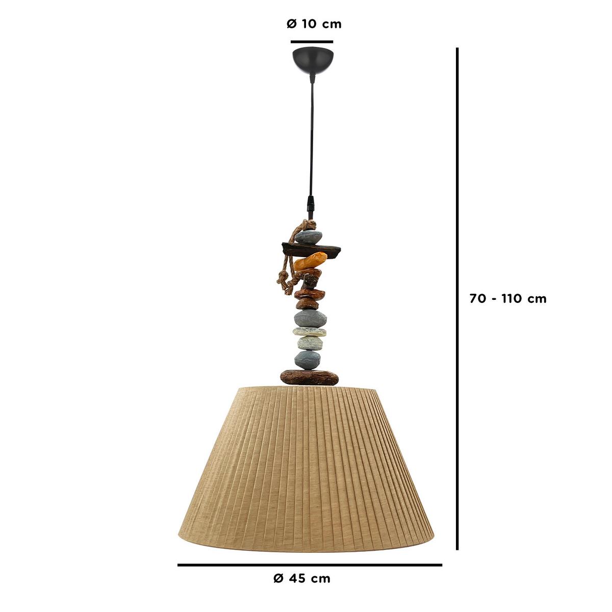 Pendelleuchte Stoney Weiß/Braun max. 22 Watt - Hellbraun/Dunkelbraun, KONVENTIONELL, Kunststoff/Textil (45/110cm)
