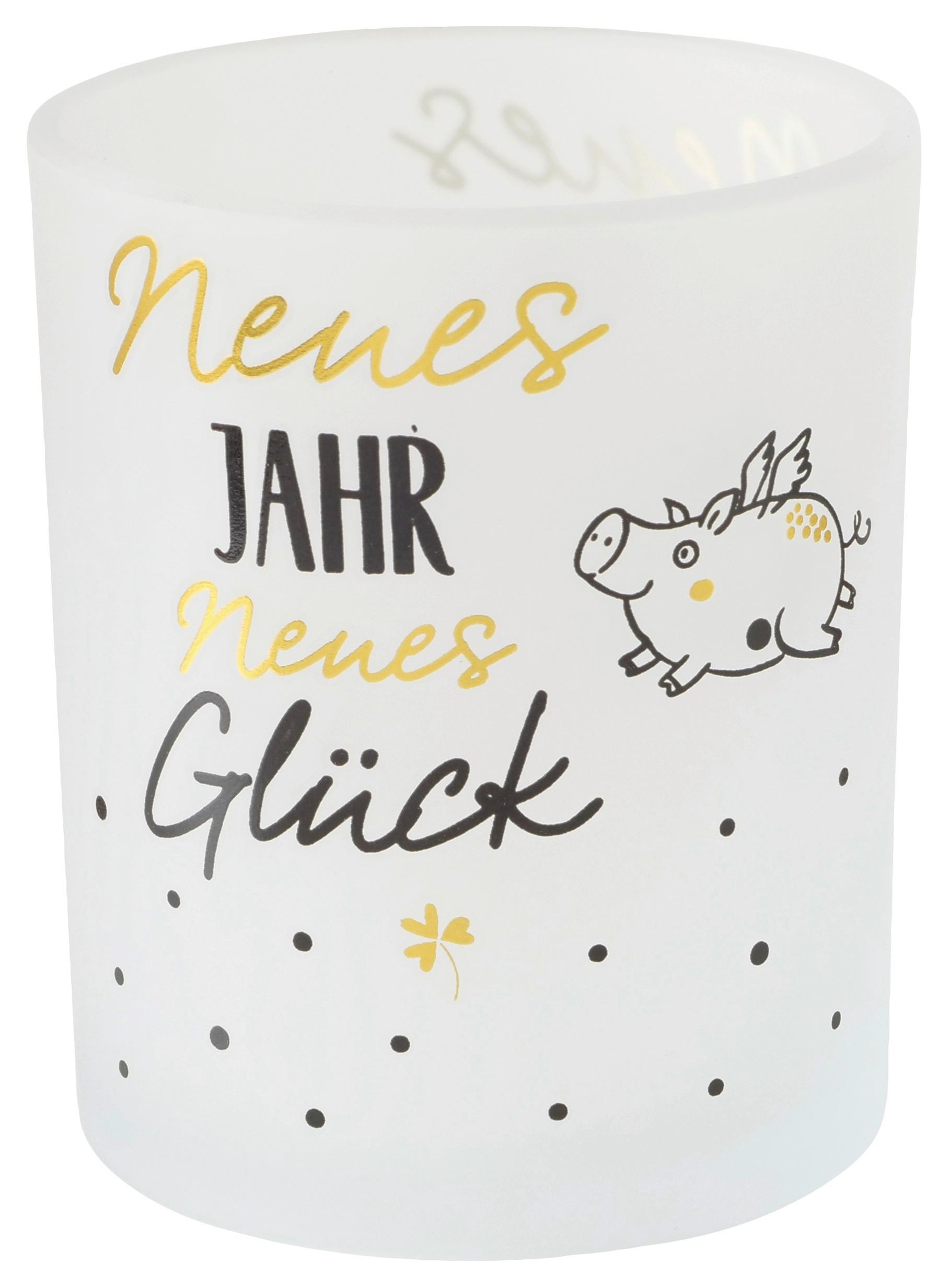 Windlicht Lucky I diverse Designs - Goldfarben/Schwarz, KONVENTIONELL, Glas (7,0/8,3cm) - Mömax