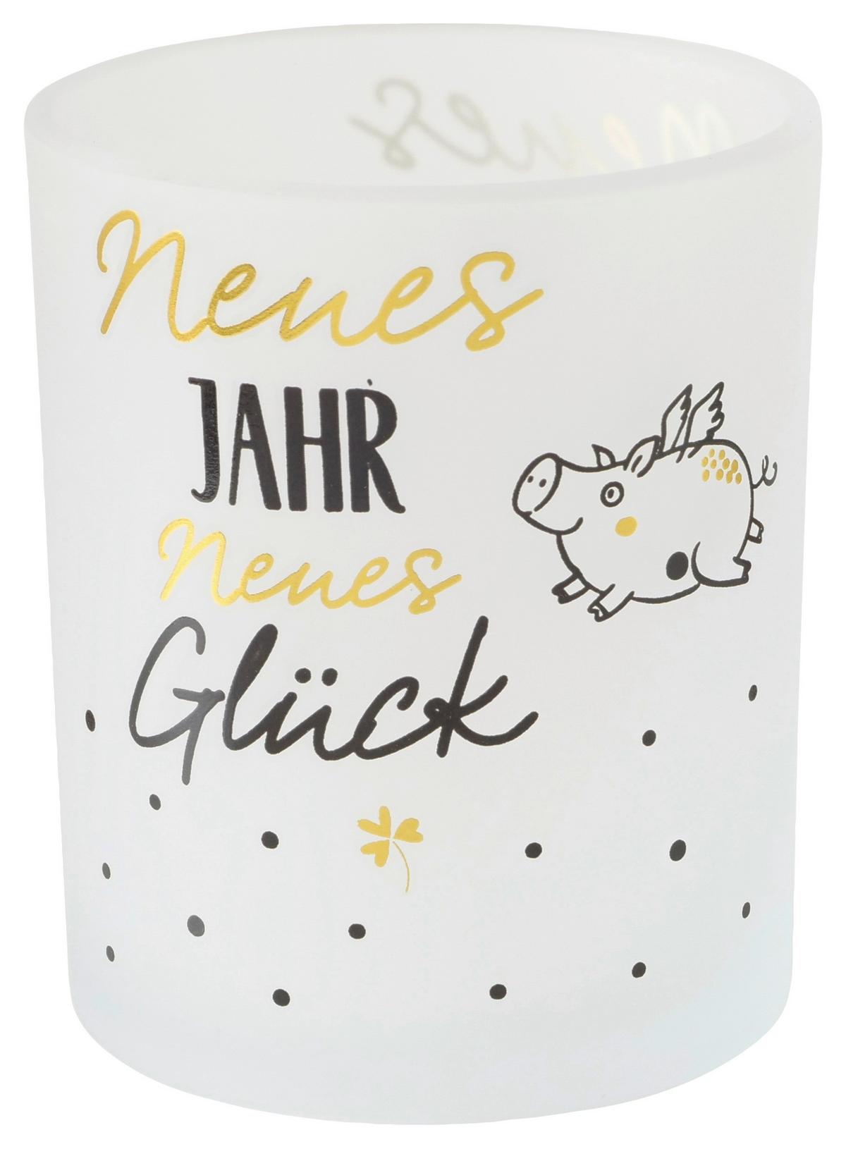 Windlicht Lucky I diverse Designs - Goldfarben/Schwarz, KONVENTIONELL, Glas (7,0/8,3cm) - Mömax
