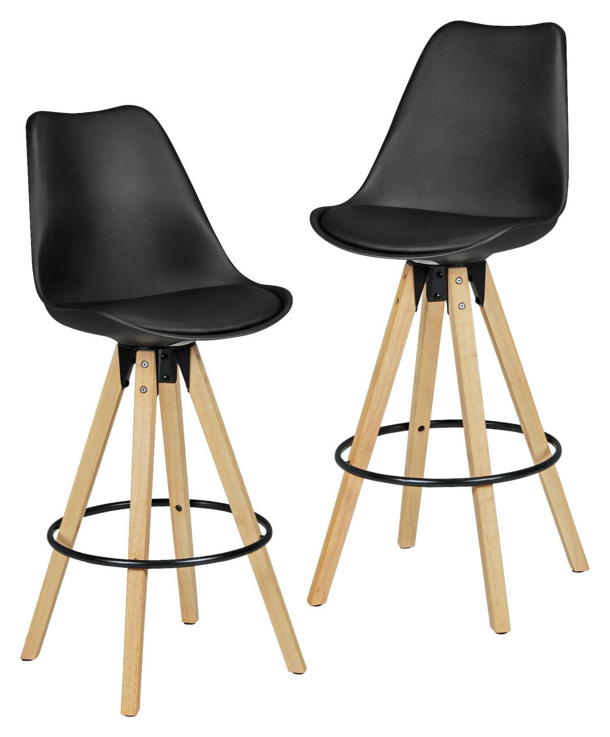 Barhocker-Set in Schwarz 'Lima' 2-er Set - Eichefarben/Schwarz, Design, Holz/Kunststoff (49/113/49cm) - MID.YOU