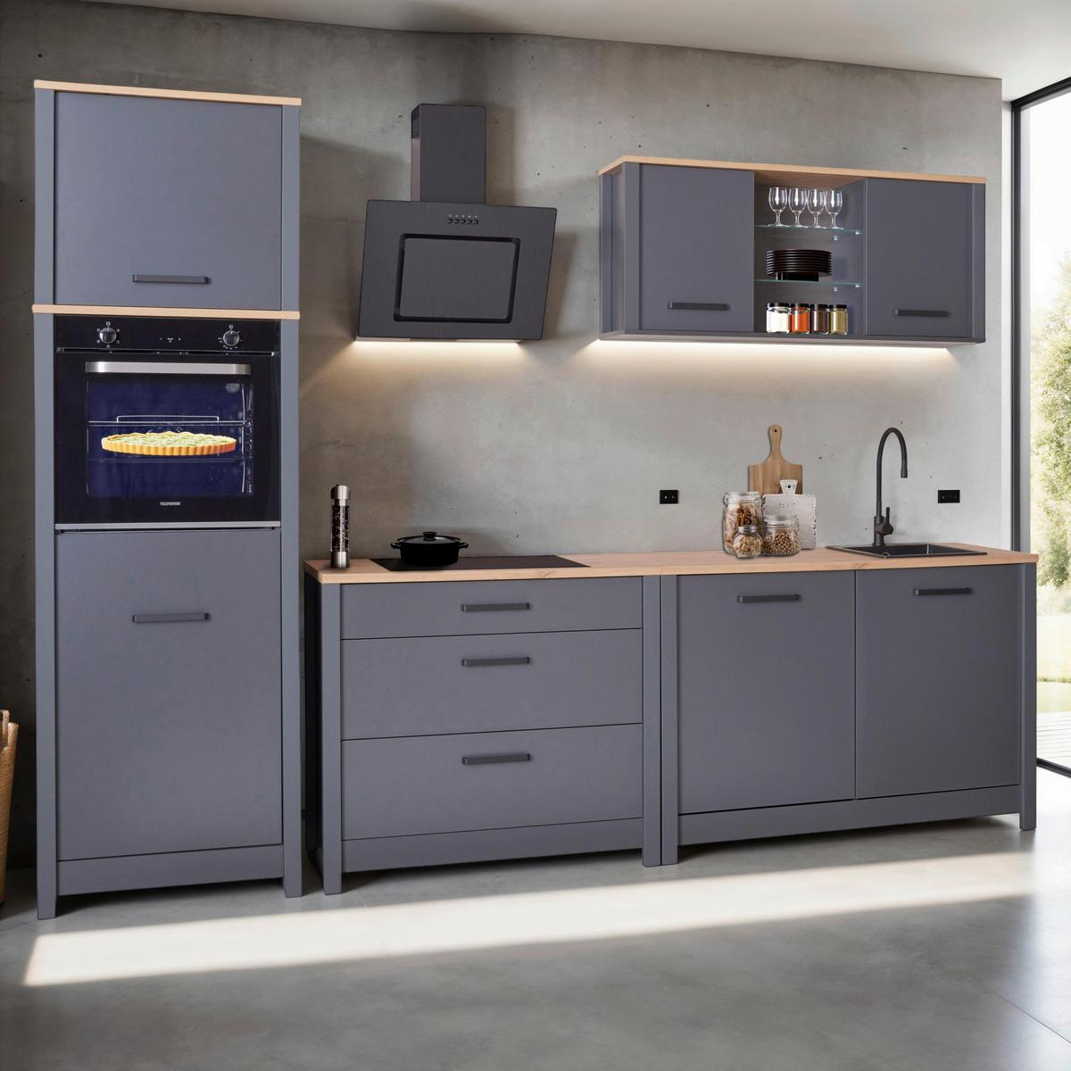 Hängeschrank Venet, Anthrazit/Artisan Eiche - Anthrazit/Schwarz, MODERN, Glas/Holzwerkstoff (130,3/57,5/33cm) - Mömax