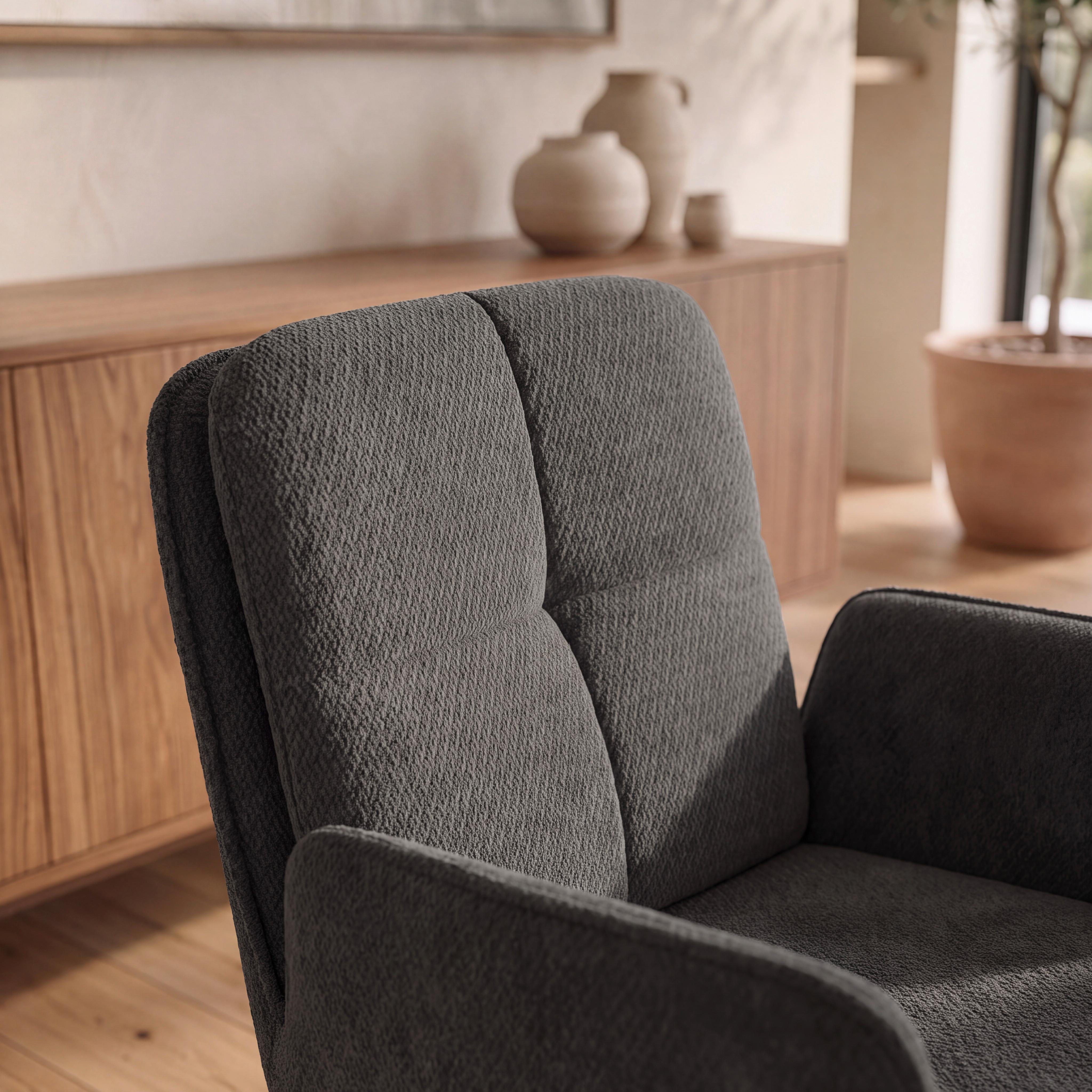 STOL MED ARMSTÖD NALANI - mörkgrå, Modern, metall/textil (58/90/65,5cm) - Bessagi Home