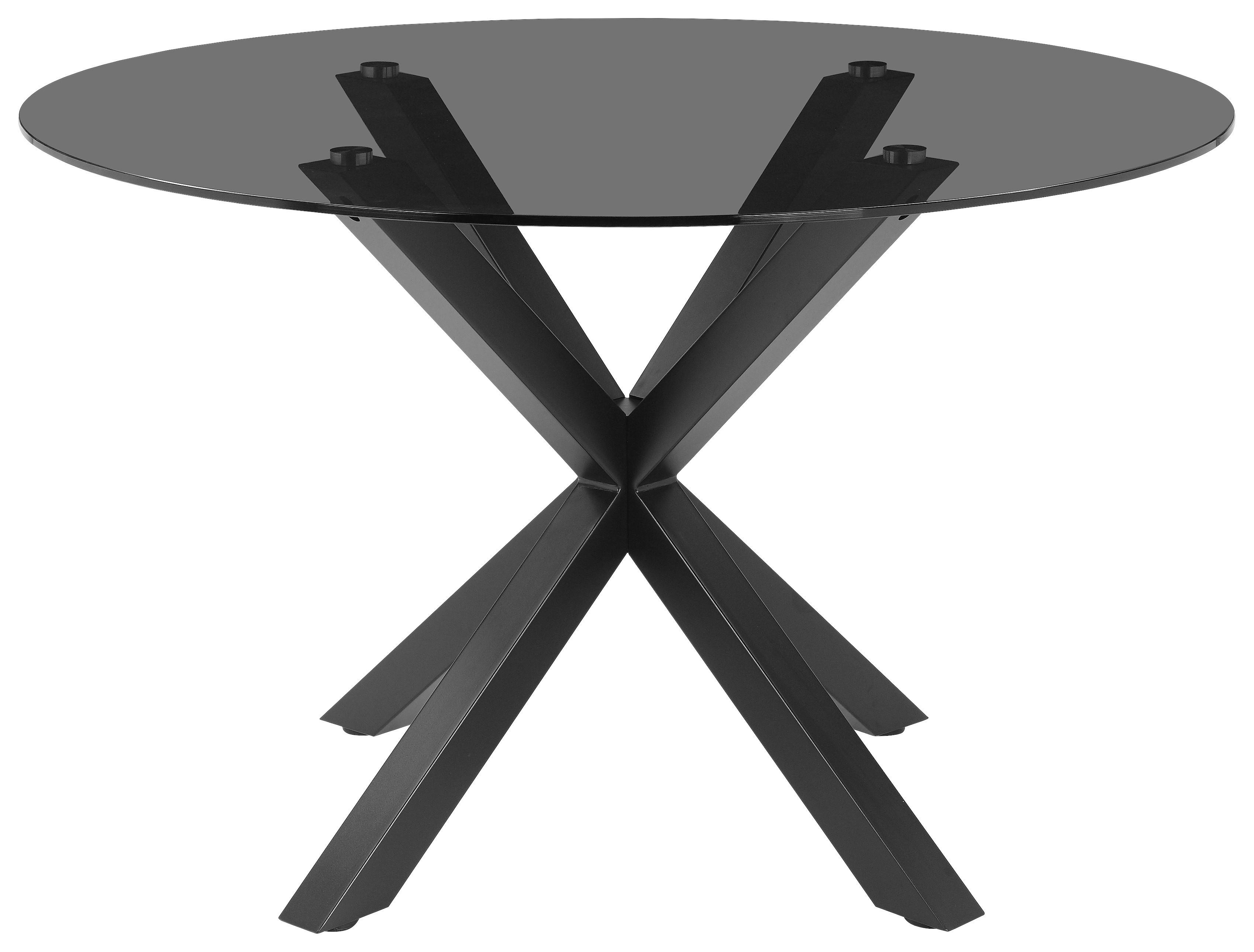 Jedilna Miza Nara, Črna, Ø 119 - siva/črna, Moderno, kovina/steklo (119/75,5cm) - P & B