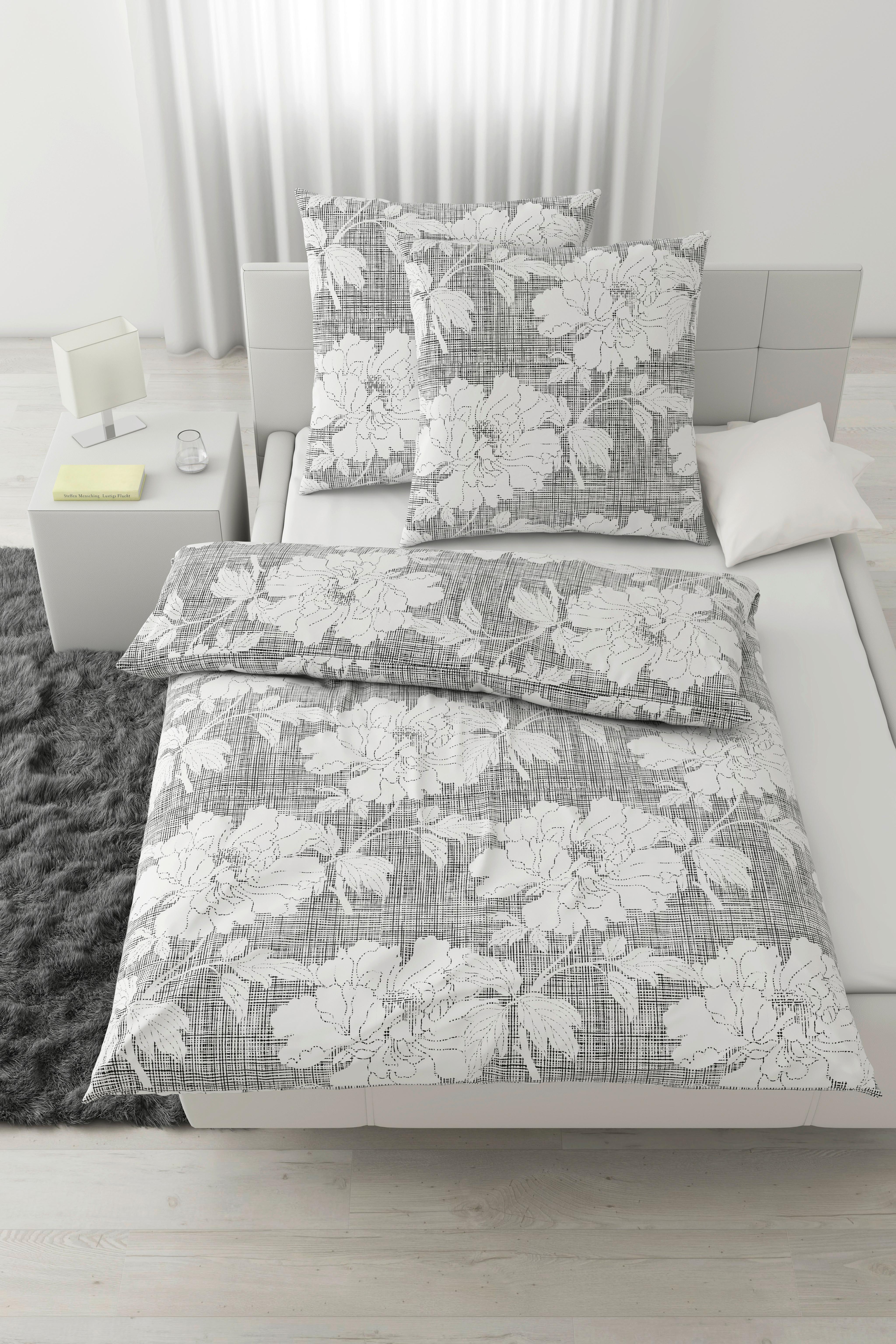 Bettwäsche Gundi XXL Weiß/Schwarz ca. 200x200cm - Schwarz/Weiß, ROMANTIK / LANDHAUS, Textil (200/200cm) - Mömax