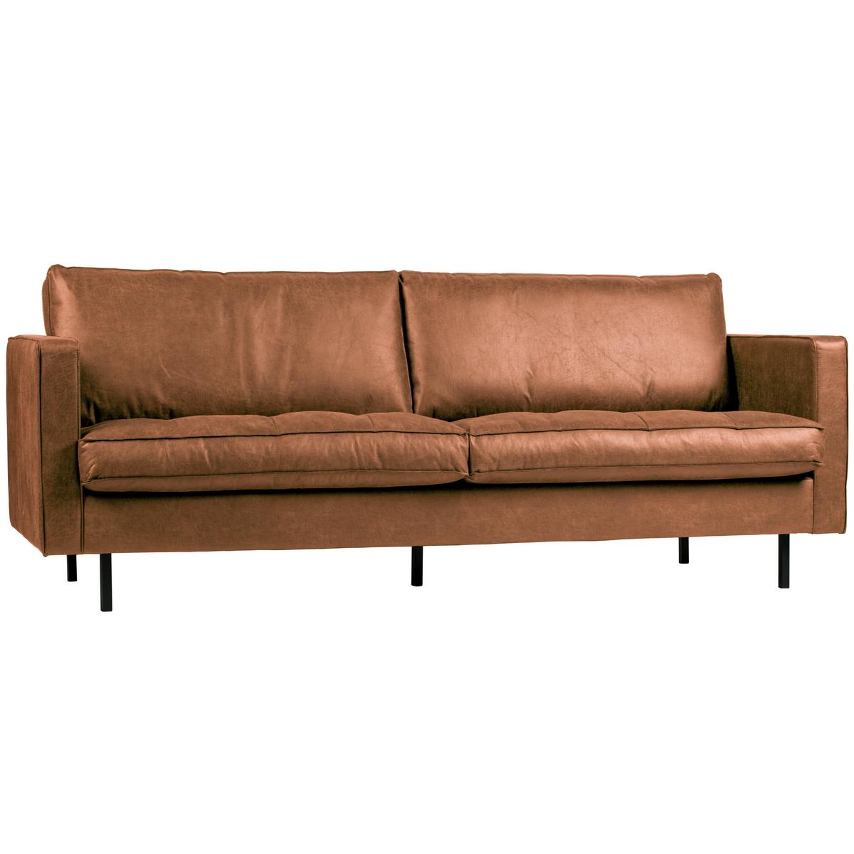 2,5- Sitzer Sofa Rodeo Classic Cognac B: 230cm - Cognac/Schwarz, Design, Leder/Metall (230/83/88cm) - Livetastic