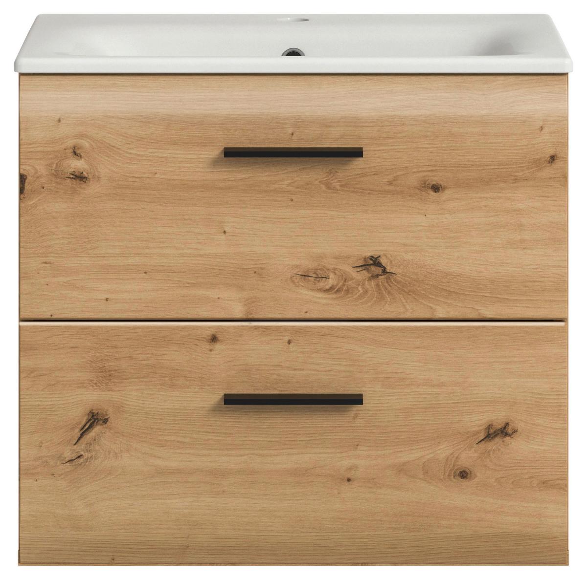 WASCHTISCHKOMBI ICE - Weiss/Eiche Artisan, Basics, Keramik/Holzwerkstoff (60cm) - MID.YOU