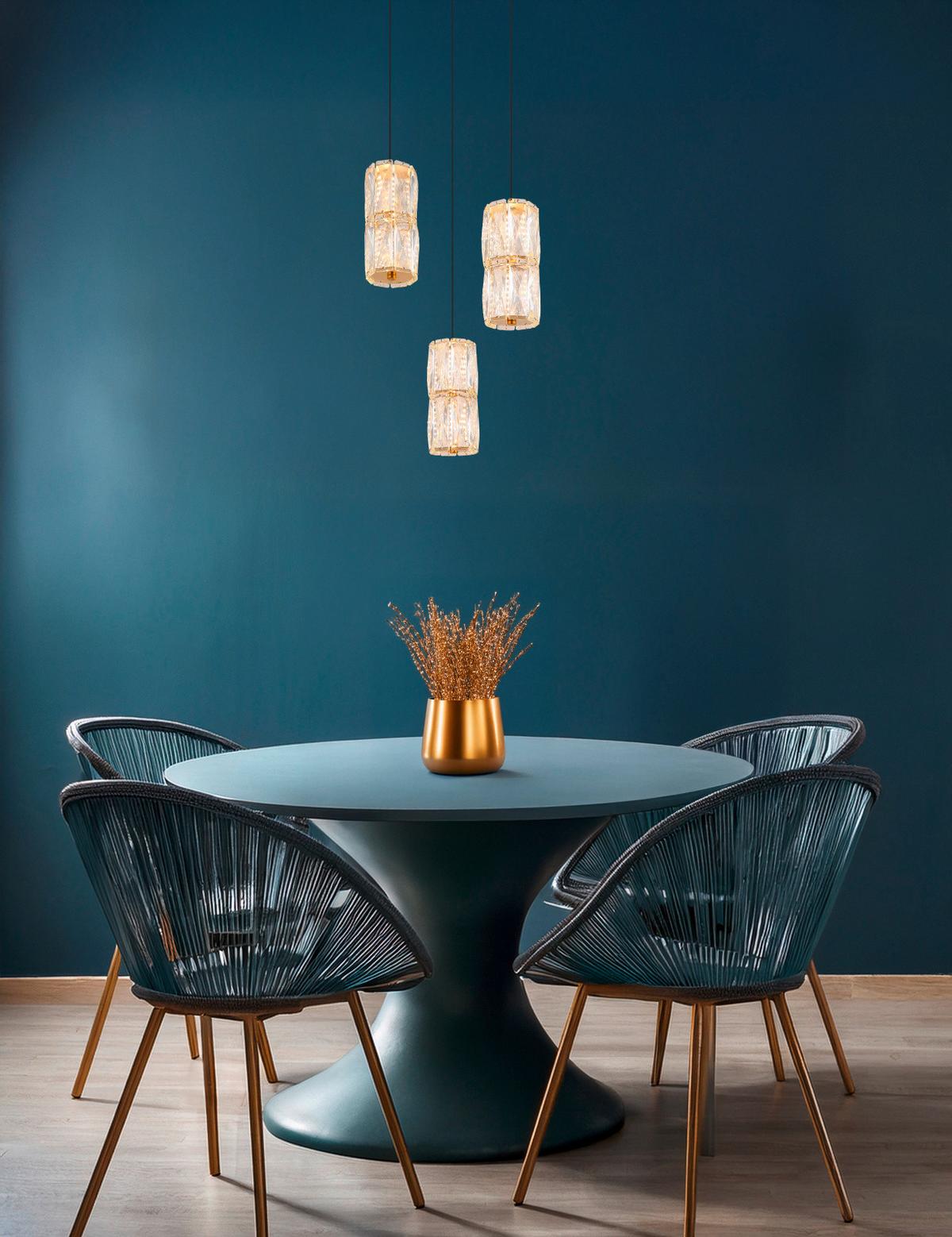 LED-HÄNGELEUCHTE 16051-3 - Goldfarben/Schwarz, Konventionell, Glas/Kunststoff (36/150cm) - Globo