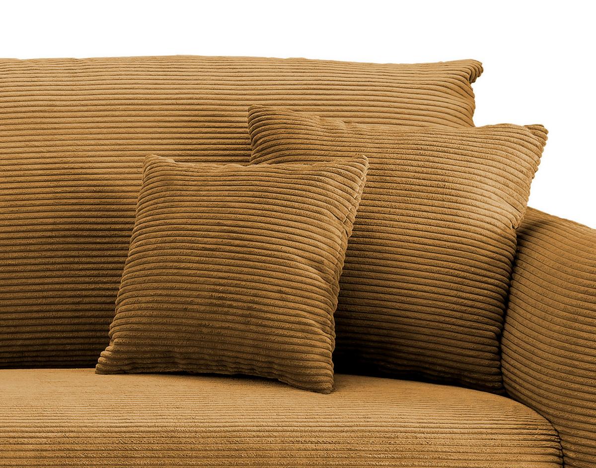 Wohnlandschaft Vanilla Goldfarben Cord - Goldfarben/Schwarz, Design, Textil/Metall (178/264-302cm) - Livetastic