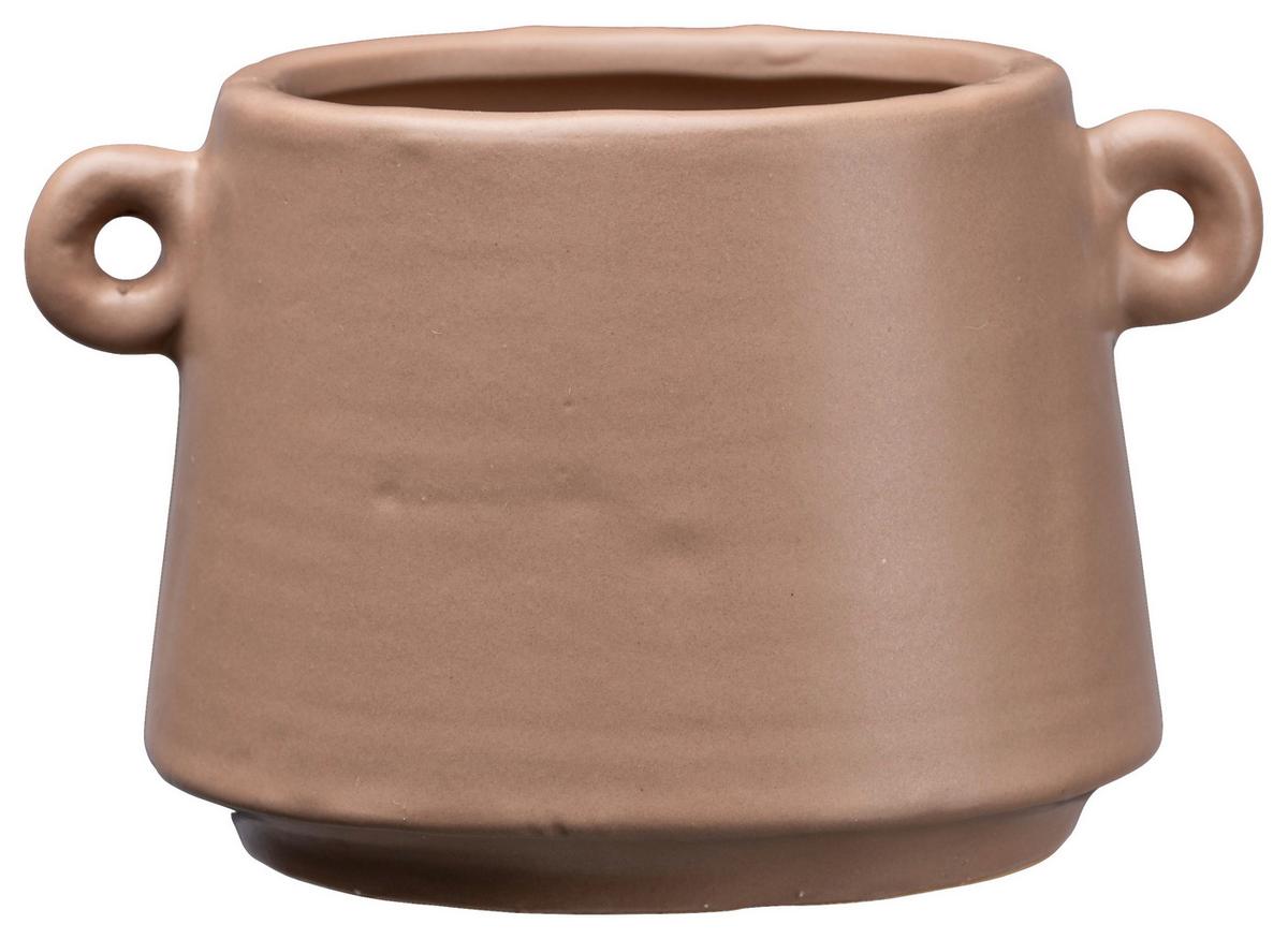 Übertopf Emma I in Hellbraun - Hellbraun, Basics, Keramik (11/9/7cm) - Modern Living