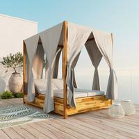 Vrtni Ležalnik Marta, Svetlo Siva, Masivno - svetlo siva, Moderno, tekstil/les (154/195/218cm) - Bessagi Garden