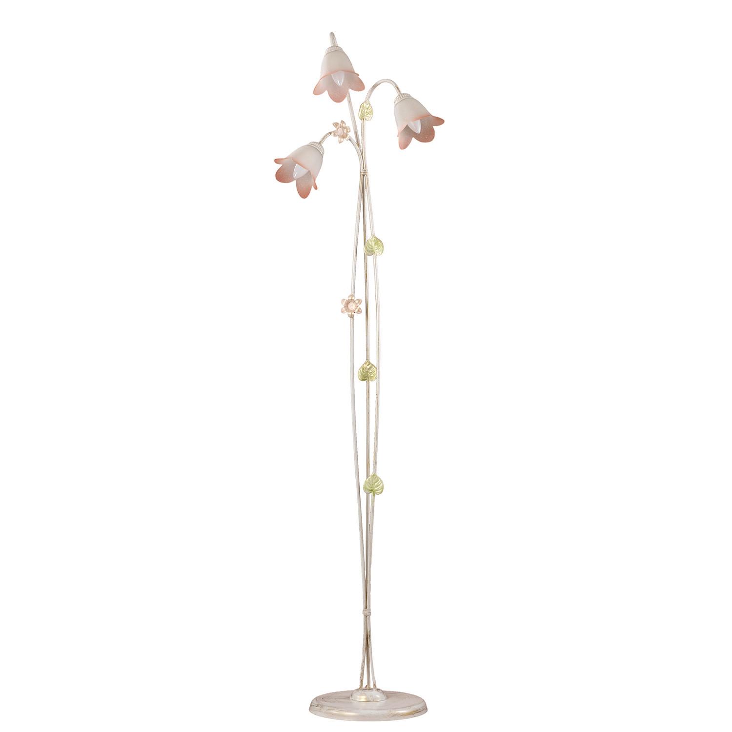 Stehleuchte Botton d'oro Weiß/Pink max. 6 Watt - Weiß, Natur, Glas/Metall (42/30/168cm)