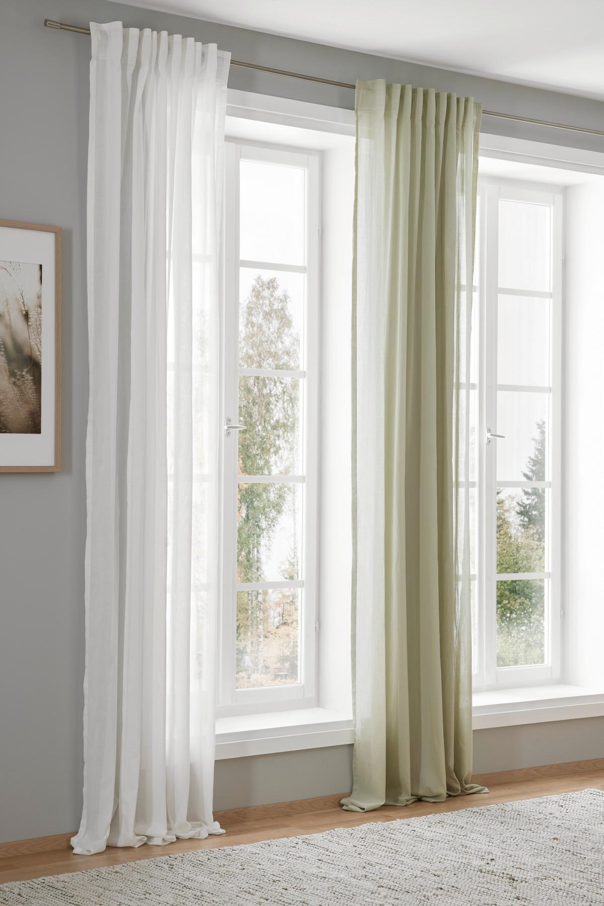 Fertigvorhang Bio-Luise 2 Stk. in Weiss ca. 140x255-267cm - Weiss, Natur, Textil (140/267cm) - ecoTree
