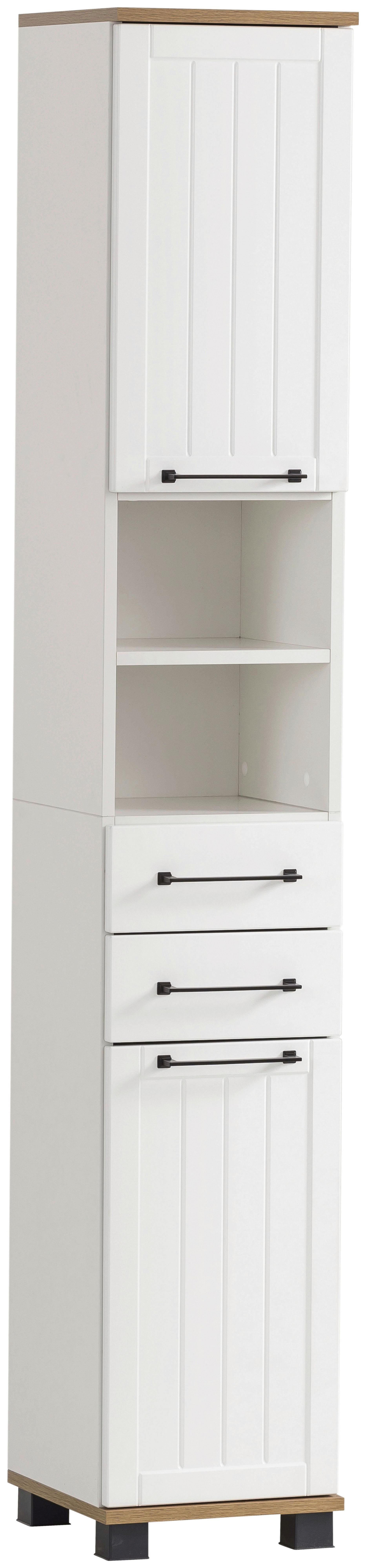 Visoka Omara Jelda, Bela, Barva Hrasta - črna/barve hrasta, Moderno, kovina/umetna masa (30,3/180,9/32,6cm) - Stylife