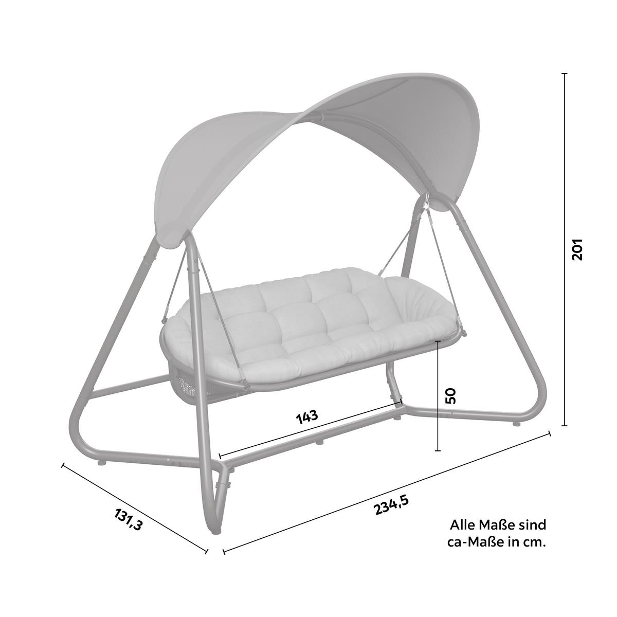 Hollywoodschaukel Holiday Anthrazit/Hellgrau - Anthrazit/Hellgrau, MODERN, Textil/Metall (234,5/201/131,3cm) - Mömax