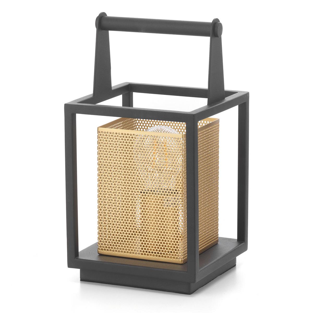 Nachttischleuchte Malik Schwarz/Gold max. 22 Watt - Goldfarben/Schwarz, Design, Metall (15/15/29cm)