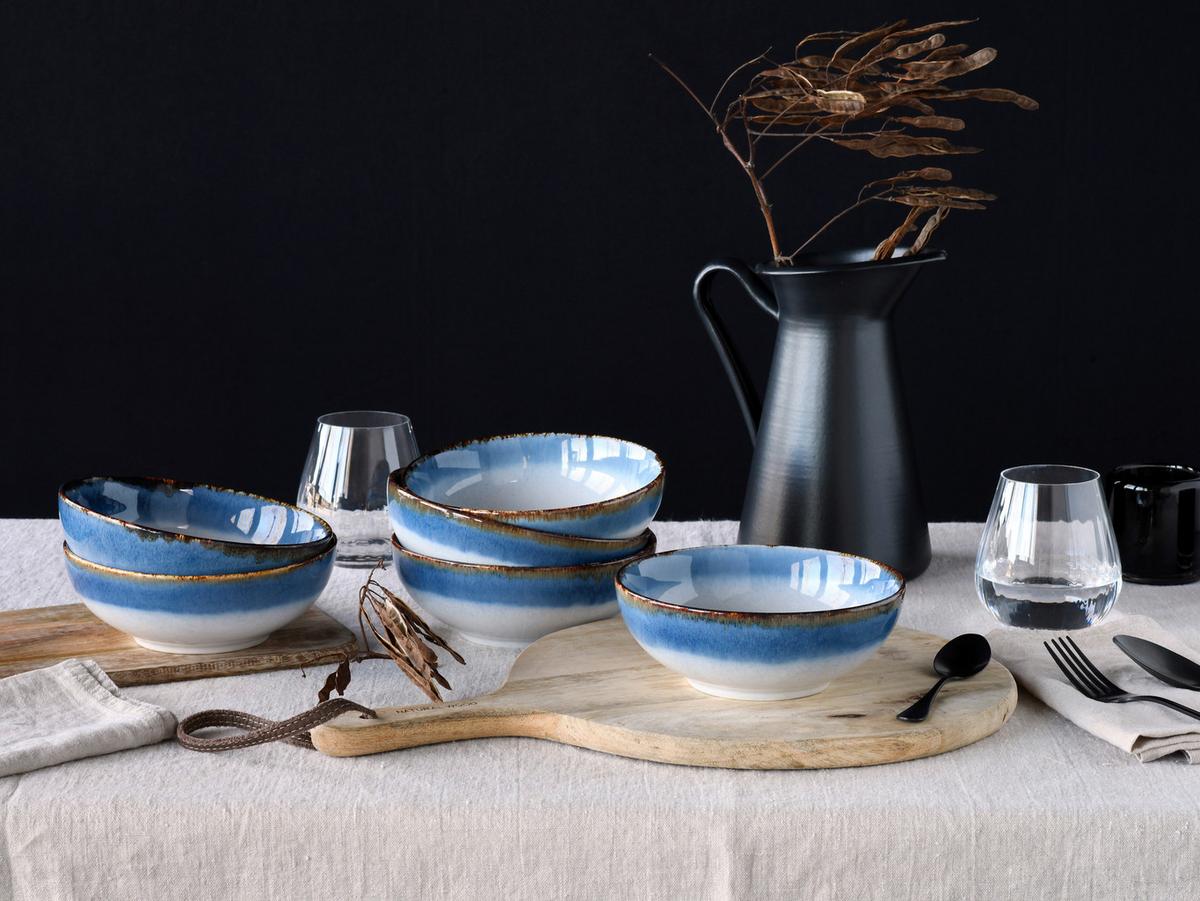 Set Posod Cascade Blue, 6-Delni - modra/bela, Design, keramika (16,5cm) - Creatable