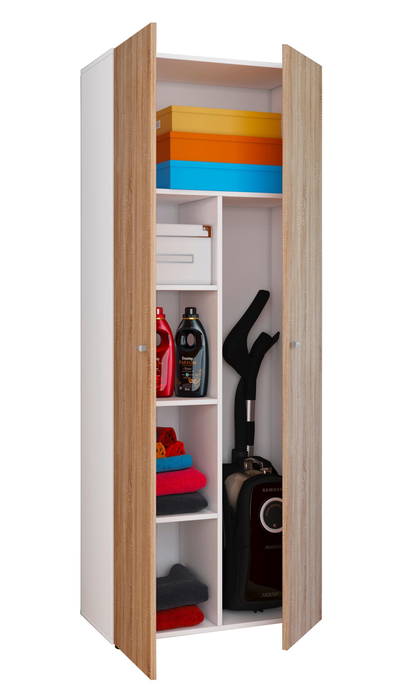 MEHRZWECKSCHRANK VANDOL II DT - Weiss/Silberfarben, Design, Holzwerkstoff/Kunststoff (70/178/39cm) - MID.YOU