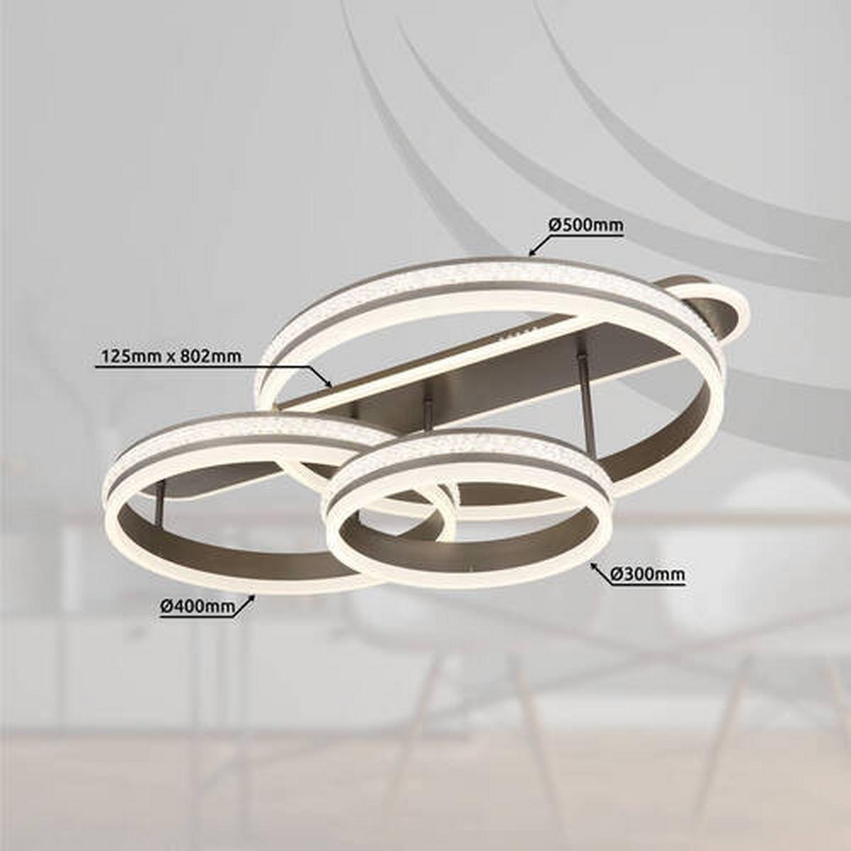 Stropna Led-svetilka Grouni, S Sijalko - barve titana/opal, Design, kovina/umetna masa (80/50/21,5cm)