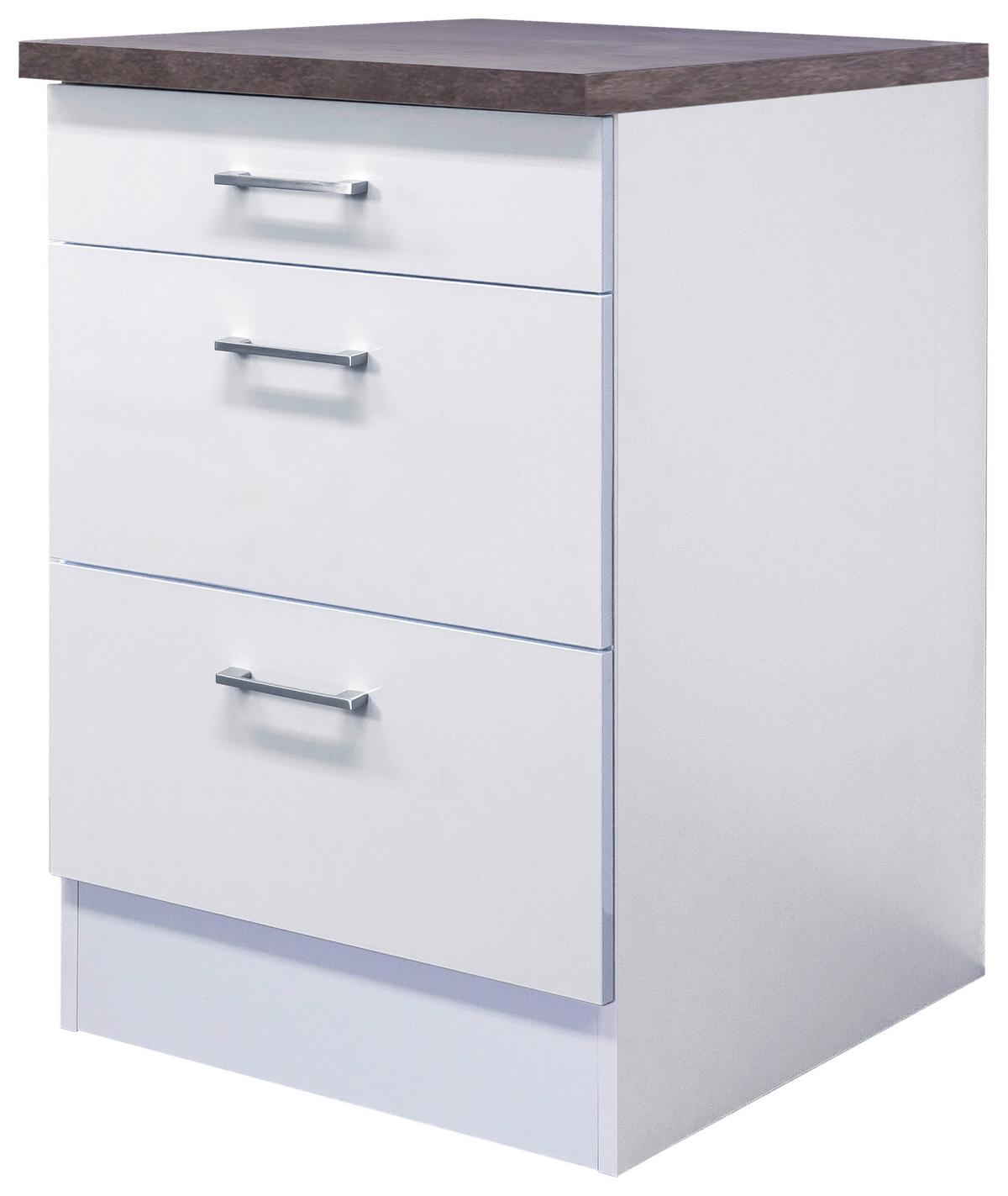 Spodnja Omarica S Predali Lucca, Bela - bela/barve aluminija, Konvencionalno, umetna masa/leseni material (60/84,9/60cm) - FlexWell