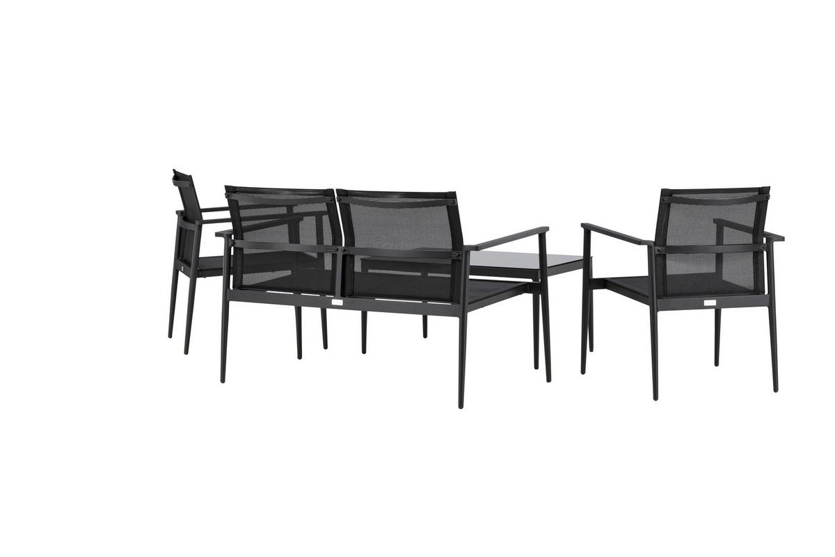 GARTENGARNITUR BREAK - Schwarz, KONVENTIONELL, Glas/Textil - Gardenson