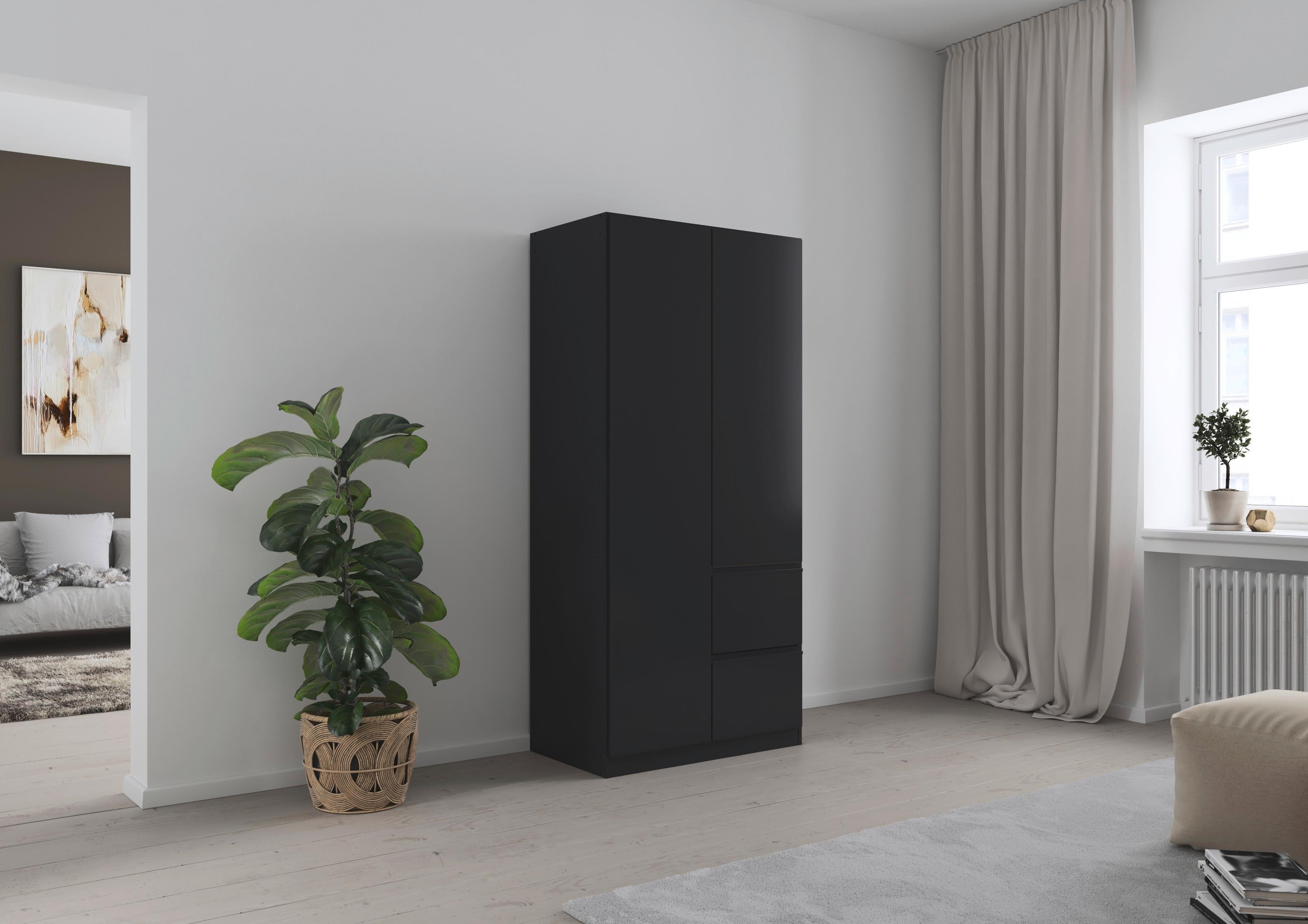 Drehtürenschrank COSTA ca.91x197x54cm Schwarz - Grau, MODERN, Holzwerkstoff (91/197/54cm) - Rauch Möbel