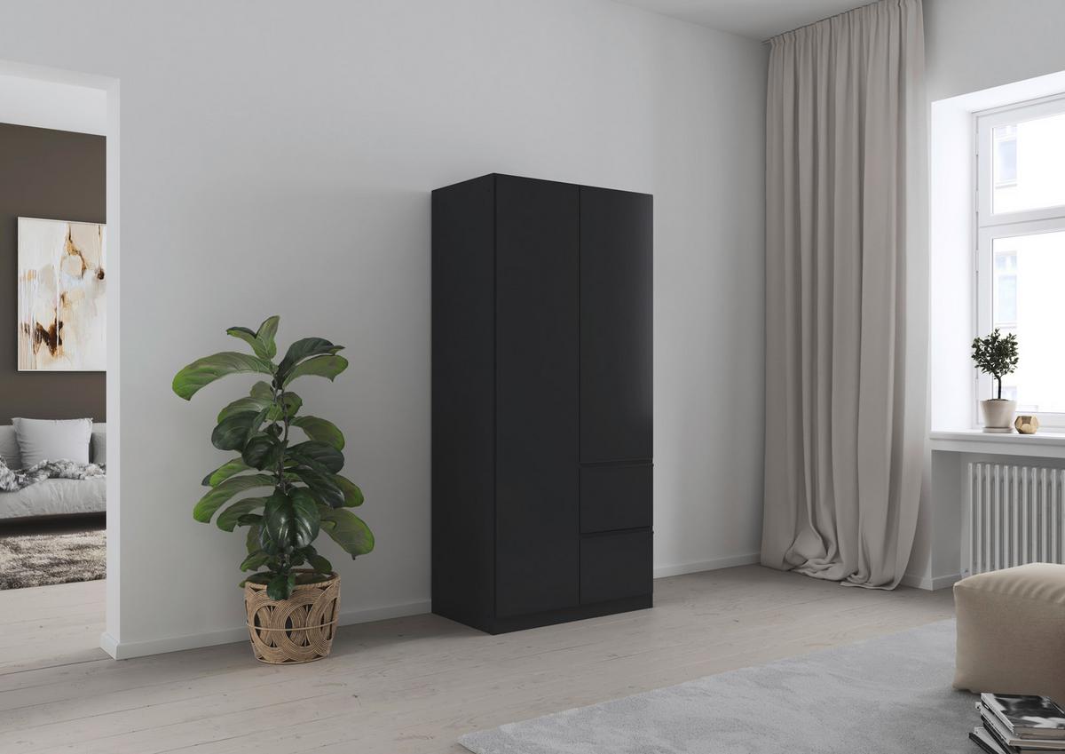 Drehtürenschrank COSTA ca.91x197x54cm Schwarz - Grau, MODERN, Holzwerkstoff (91/197/54cm) - Rauch Möbel