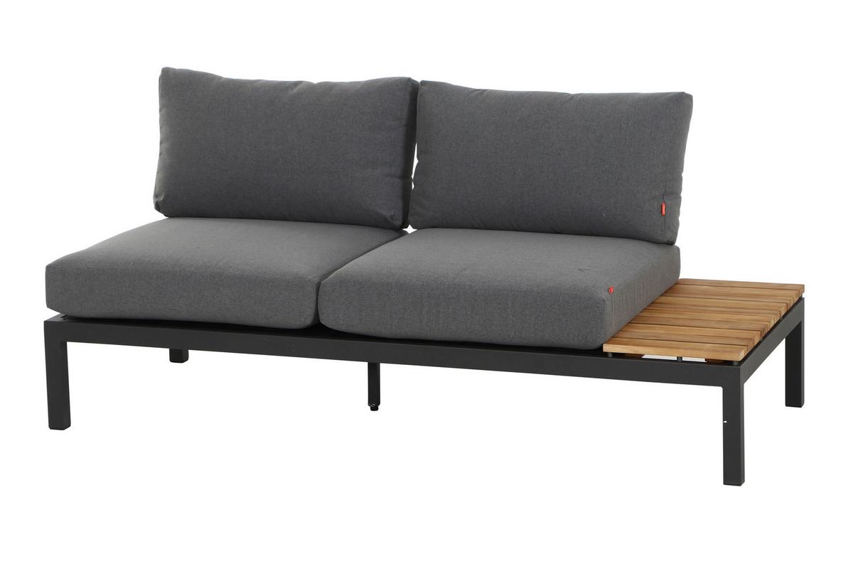 Modul-Loungegarnitur 4-tlg. Grau Teakholz - Anthrazit/Grau, KONVENTIONELL, Holz/Textil (252/84/252cm) - Siena Garden