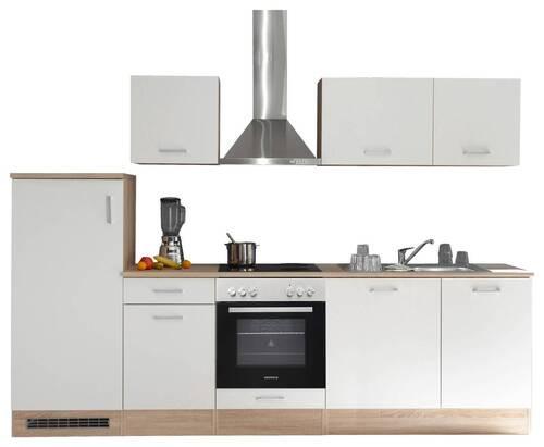 Küchenblock Petunia Weiß/Eiche ohne Geräte B: ca 280 cm - Wildeiche/Eichefarben, Basics, Holzwerkstoff/Kunststoff (280cm) - Respekta