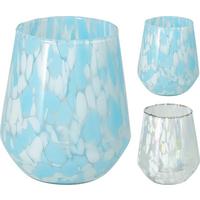 Üveg Teamécsestartó Votive - kék/fehér, Trend, üveg (14/16cm)