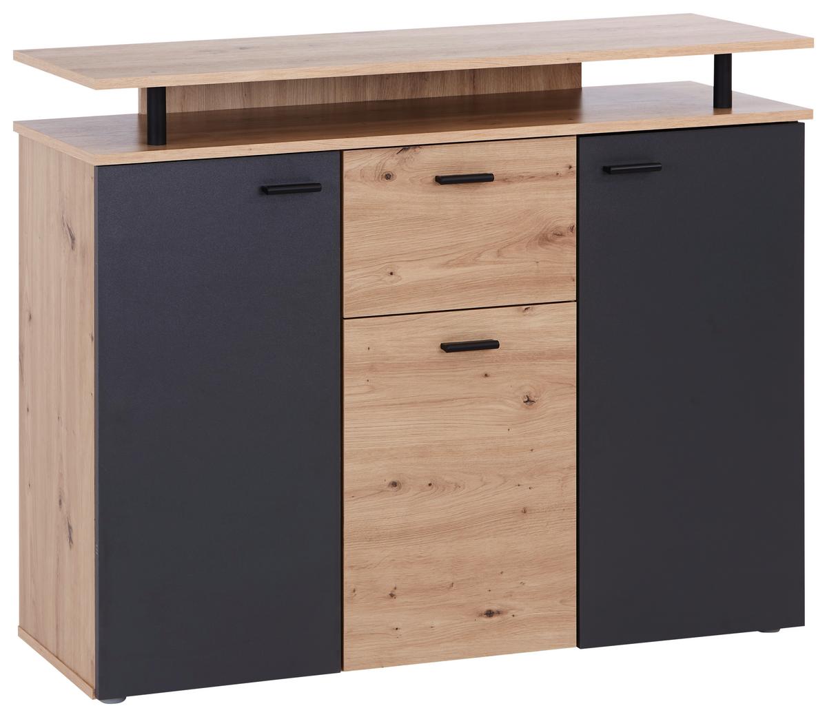 Komoda Leon, Antracit, Barva Hrasta - črna/antracit, Moderno, umetna masa/leseni material (117/92,3/38cm) - Mömax