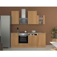 Küchenblock Nano Buche - Edelstahlfarben/Beige, MODERN, Glas/Holzwerkstoff (220cm) - FlexWell