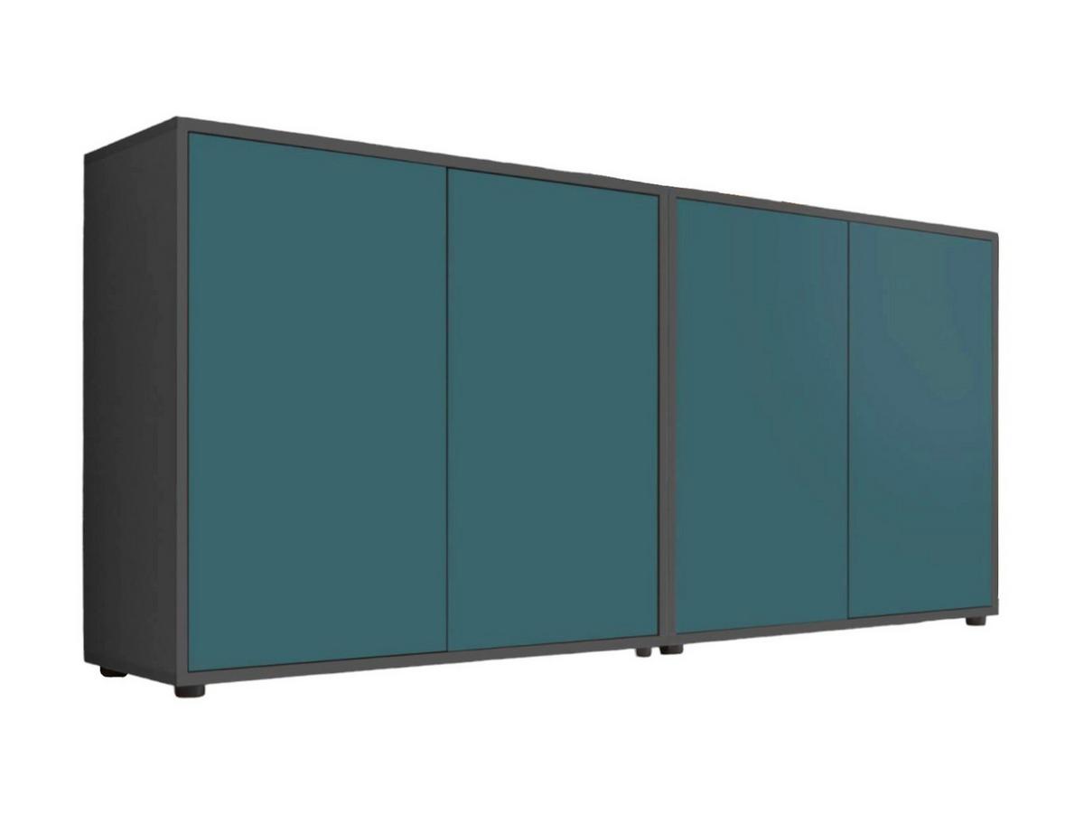 Sideboard Mailand Set 2 Anthrazit/Petrol - Anthrazit/Petrol, MODERN, Holzwerkstoff/Kunststoff (158/73/33cm) - MID.YOU