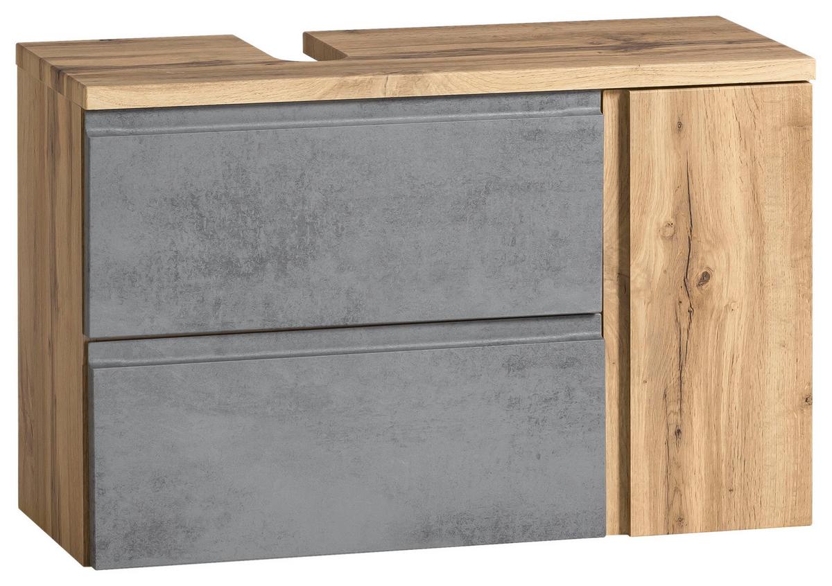 Waschbeckenunterschrank Varese ca. 85x56 cm Wotan Eiche - Eiche Wotan/Hellgrau, MODERN, Holzwerkstoff (85/56/35cm) - Held