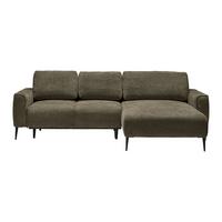 Ecksofa Custom Olivgrün - Schwarz/Olivgrün, MODERN, Textil/Metall (255/85/164cm) - Mömax