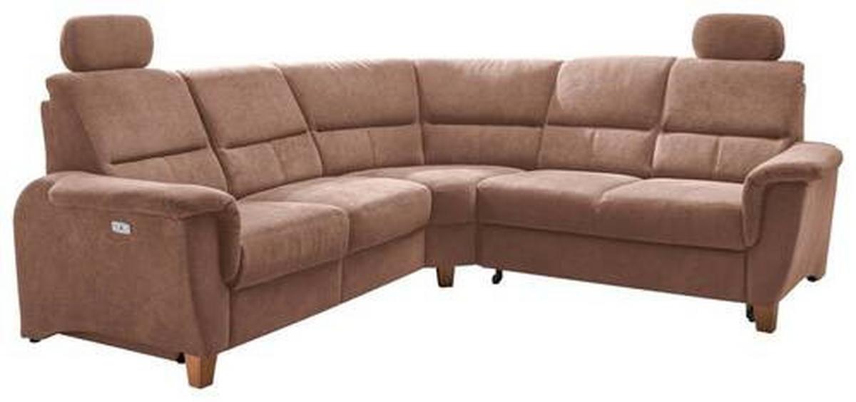 Wohnlandschaft Parole Hellbraun Struktur - Hellbraun/Wildeiche, KONVENTIONELL, Holz/Textil (241/238cm) - Livetastic