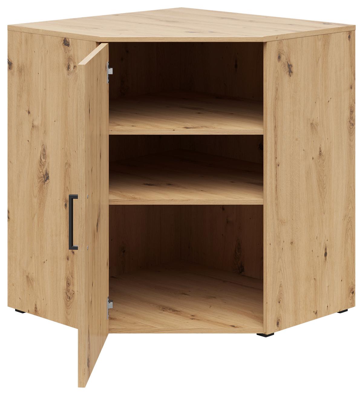 Eckkommode Multistauraum Eiche Artisan - Anthrazit/Schwarz, Modern, Holzwerkstoff/Kunststoff (71,5/83/71,5cm) - Premium Living